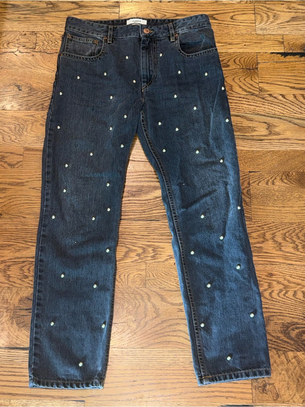 Isabel Marant. Straight Studded Jeans. Faded black. Size 28.